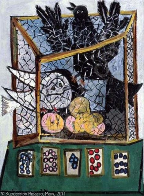 Birds in a cage by Pablo Picasso