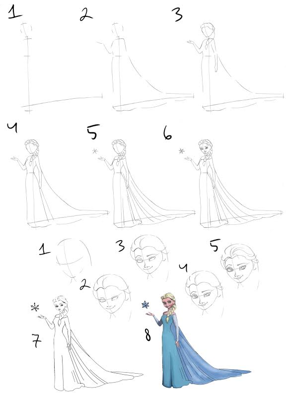 Elsa drawing easy steps